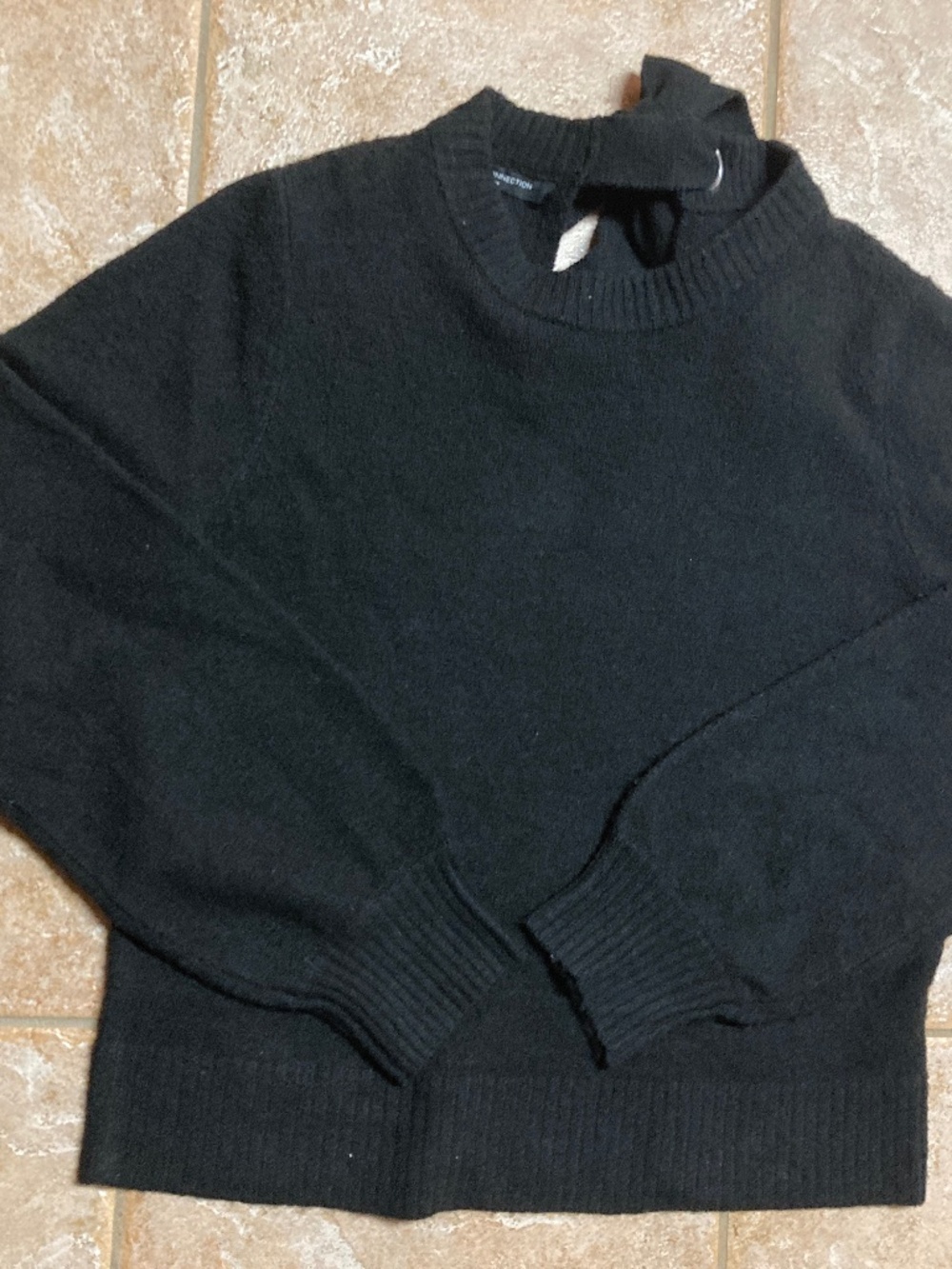 French Connection Black Sweater with Tie Detail Sz Small